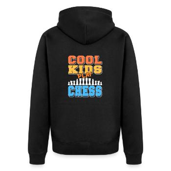 Cool Kids Play Chess Awesome Retro T-Shirt - Unisex Premium Bio Zip Hoodie - Schwarz - Hinten - Nico (187cm)