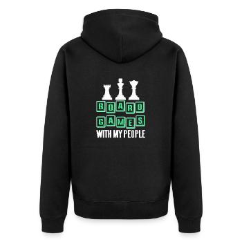 Board Games With My People Cool Chess T-Shirt - Unisex Premium Bio Zip Hoodie - Schwarz - Hinten - Nico (187cm)
