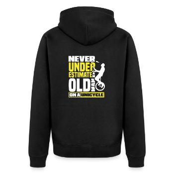 Circus Performer Never Underestimate An Old Man - Unisex Premium Bio Zip Hoodie - Schwarz - Hinten - Nico (187cm)