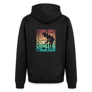 Curling Player Silhouette for a Curler - Unisex Premium Organic Zip Hoodie - black - Back - Nico (187cm)