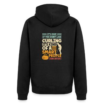 Curling Player Curler Its Okay if You Dont LIke - Unisex Premium Bio Zip Hoodie - Schwarz - Hinten - Nico (187cm)