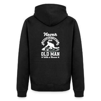 Curling Player for a Curler Never Underestimate - Unisex Premium Bio Zip Hoodie - Schwarz - Hinten - Nico (187cm)