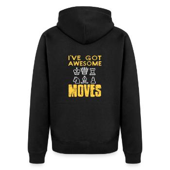 I've Got Awesome Moves Vintage Chess T-Shirt - Unisex Premium Bio Zip Hoodie - Schwarz - Hinten - Nico (187cm)