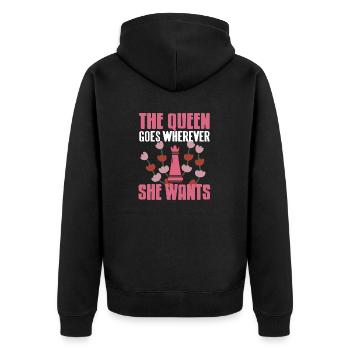 The Queen Goes Wherever She Wants Awesome Chess - Unisex Premium Bio Zip Hoodie - Schwarz - Hinten - Nico (187cm)