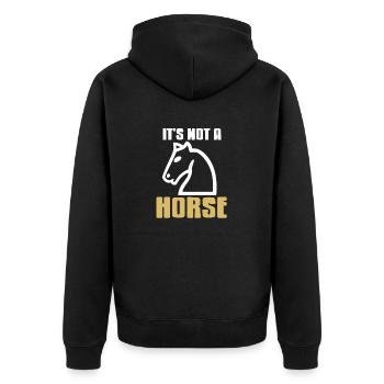 I'm Not A Horse Cool Funny Chess T-Shirt Present - Unisex Premium Bio Zip Hoodie - Schwarz - Hinten - Nico (187cm)