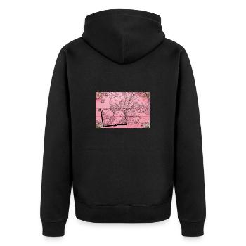 Blumen aus Büchern, die Bücher lesen, Blumen und Bücher - Unisex Premium Bio Zip Hoodie - Schwarz - Hinten - Nico (187cm)