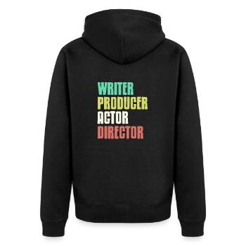 Write Producer Actor Director Retro T-Shirt - Unisex Premium Organic Zip Hoodie - black - Back - Nico (187cm)