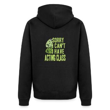 Sorry I Can't I Have Acting Class Vintage Funny - Unisex Premium Organic Zip Hoodie - black - Back - Nico (187cm)