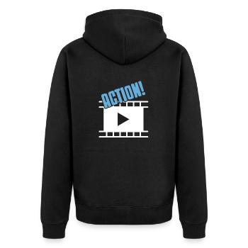 ACTION! Awesome Cool Theatre Actor T-Shirt Present - Unisex Premium Organic Zip Hoodie - black - Back - Nico (187cm)