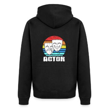 ACTOR Retro Vintage Cool Theatre Actor T-Shirt - Unisex Premium Bio Zip Hoodie - Schwarz - Hinten - Nico (187cm)