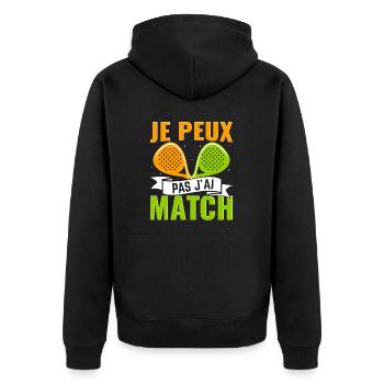 Je peux pas j'ai match | Joueur de padel | design - Veste à capuche bio Premium Unisexe - noir - Dos - Nico (187cm)