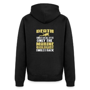 La mort sourit Le biologiste marin sourit en retour - Veste à capuche bio Premium Unisexe - noir - Dos - Nico (187cm)