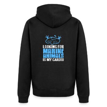Looking For Marine Animals Is My Cardio Vintage - Unisex Premium Bio Zip Hoodie - Schwarz - Hinten - Nico (187cm)