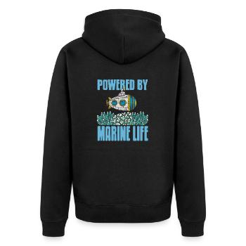 Powered By Marine Life Awesome Marine Biologist - Unisex Premium Bio Zip Hoodie - Schwarz - Hinten - Nico (187cm)