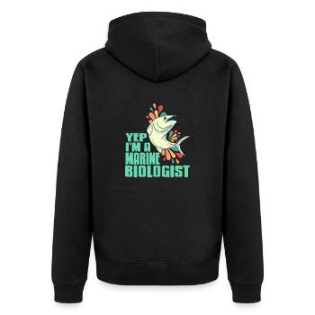 Yep I'm A Marine Biologist Retro Designs Present - Unisex Premium Bio Zip Hoodie - Schwarz - Hinten - Nico (187cm)