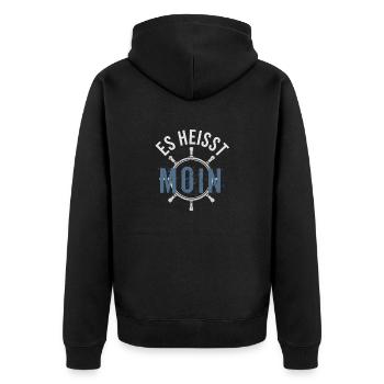 MOIN - Unisex Premium Bio Zip Hoodie - Schwarz - Hinten - Nico (187cm)