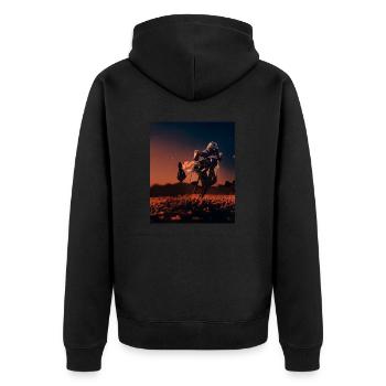 great ART on great PEOPLE - Unisex Premium Bio Zip Hoodie - Schwarz - Hinten - Nico (187cm)