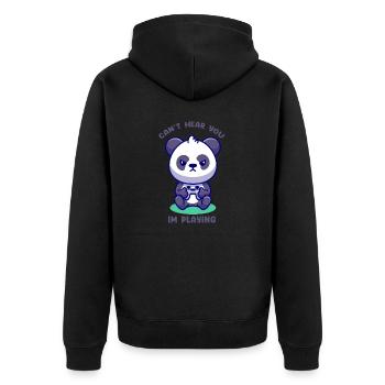 Can't Hear You I'm Playing Cute Gaming T-Shirt - Unisex Premium Organic Zip Hoodie - black - Back - Nico (187cm)