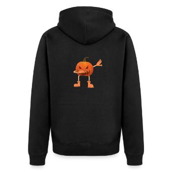 Halloween Dabbing Gruseliger Kürbis Jack O Lantern - Unisex Premium Bio Zip Hoodie - Schwarz - Hinten - Nico (187cm)