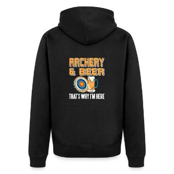 Archery & Beer That's Why I'm Here Funny Present - Unisex Premium Bio Zip Hoodie - Schwarz - Hinten - Nico (187cm)
