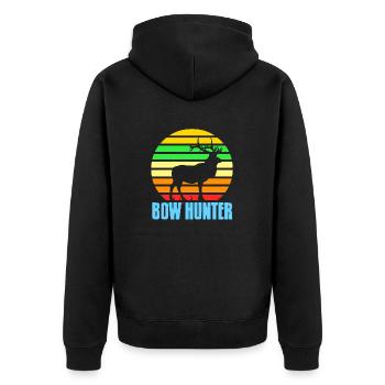 Retro Vintage Bow Hunter Epic Cool Archery Tee - Unisex Premium Bio Zip Hoodie - Schwarz - Hinten - Nico (187cm)