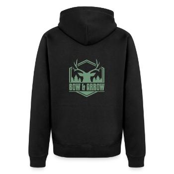 Bow & Arrow Cool Hunter Archery T-Shirt Present - Unisex Premium Bio Zip Hoodie - Schwarz - Hinten - Nico (187cm)