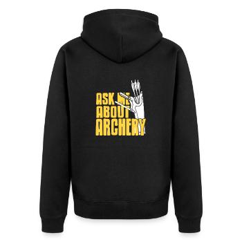 Ask Me About Archery Cool Retro T-Shirt Present - Unisex Premium Bio Zip Hoodie - Schwarz - Hinten - Nico (187cm)