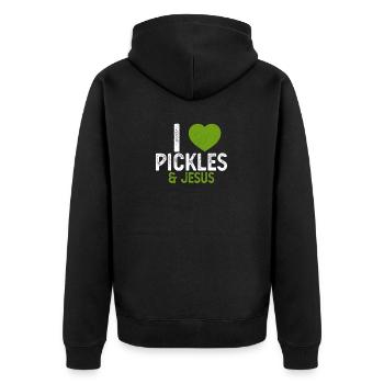 Ich liebe Gurken Jesus Lustige Gurke Liebhaber Zitat Spaß - Unisex Premium Bio Zip Hoodie - Schwarz - Hinten - Nico (187cm)