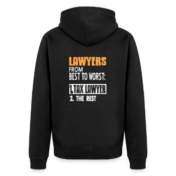 Funny Lawyers Ranking From Best To Worst Tee - Unisex Premium Bio Zip Hoodie - Schwarz - Hinten - Nico (187cm)