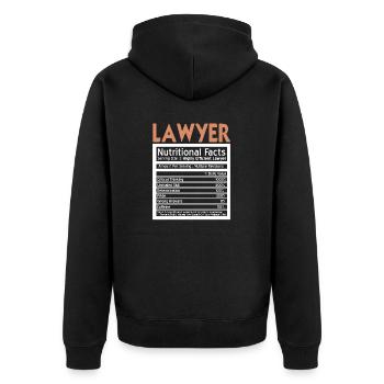 Funny Nutritional Facts Of An Efficient Lawyer - Unisex Premium Organic Zip Hoodie - black - Back - Nico (187cm)