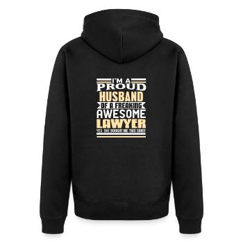 Un fier mari d’un avocat génial et effrayant - Veste à capuche bio Premium Unisexe - noir - Dos - Nico (187cm)