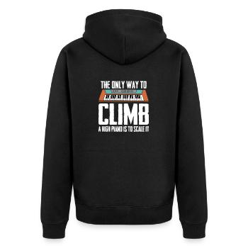 Lustiger Klavier Piano Flügel Spruch für Pianist - Unisex Premium Bio Zip Hoodie - Schwarz - Hinten - Nico (187cm)