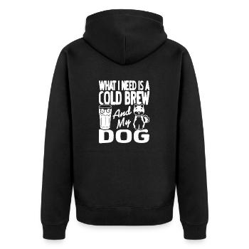 What I Need Is A Cold Brew & My Dog Cute Design - Unisex Premium Organic Zip Hoodie - black - Back - Nico (187cm)