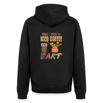What I Need Is Iced Coffee & My Art Awesome - Unisex Premium Organic Zip Hoodie - black - Back - Nico (187cm)
