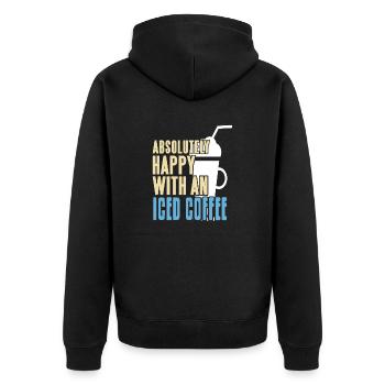 Absolutely Happy With An Iced Coffee Awesome - Unisex Premium Bio Zip Hoodie - Schwarz - Hinten - Nico (187cm)