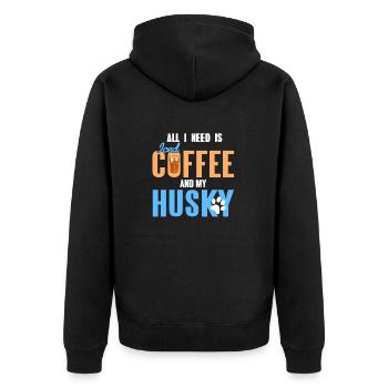 All I Need Is Iced Coffee And My Husky Awesome - Unisex Premium Organic Zip Hoodie - black - Back - Nico (187cm)