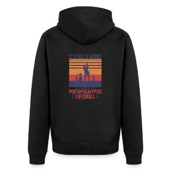 Retro Vintage Jäger Jagdhund Shirt - Unisex Premium Bio Zip Hoodie - Schwarz - Hinten - Nico (187cm)