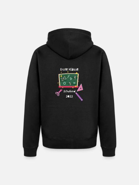 Erste Klasse Schulkind - Unisex Premium Bio Zip Hoodie - Schwarz