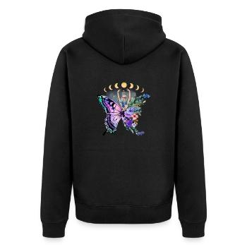 Butterfly Flower Floral Flowers Flowers - Unisex Premium Organic Zip Hoodie - black - Back - Nico (187cm)