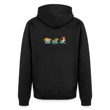 Kürbis Scary Zombie Schwarze Katzen Creepy - Unisex Premium Bio Zip Hoodie - Schwarz - Hinten - Nico (187cm)