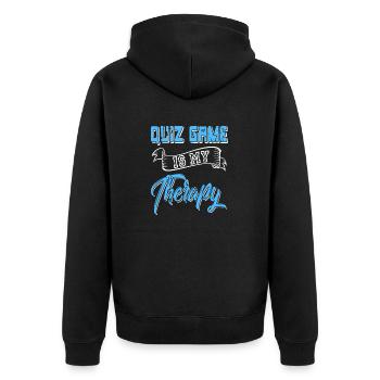 Retro Vintage Quiz Game Is My Therapy Awesome - Unisex Premium Organic Zip Hoodie - black - Back - Nico (187cm)