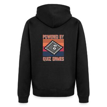 Retro Vintage Powered By Quiz Games Awesome - Unisex Premium Organic Zip Hoodie - black - Back - Nico (187cm)