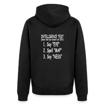 Funny Intelligence Test EYE MAP NESS Awesome - Unisex Premium Organic Zip Hoodie - black - Back - Nico (187cm)
