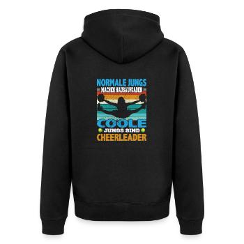 Normale Jungs machen Hausaufgaben coole sind - Unisex Premium Bio Zip Hoodie - Schwarz - Hinten - Nico (187cm)
