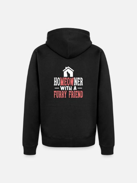 HoMEOWner con un amico peloso gatti - Felpa con cappuccio ecologica premium unisex - nero