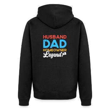 Mari Papa Propriétaire Légende - Veste à capuche bio Premium Unisexe - noir - Dos - Nico (187cm)