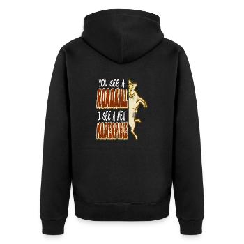 You See A Roadkill I See A New Masterpiece Cool - Unisex Premium Bio Zip Hoodie - Schwarz - Hinten - Nico (187cm)