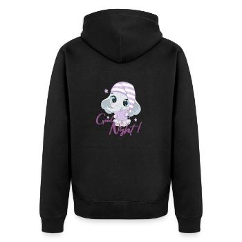 Gute Nacht ! - Unisex Premium Bio Zip Hoodie - Schwarz - Hinten - Nico (187cm)