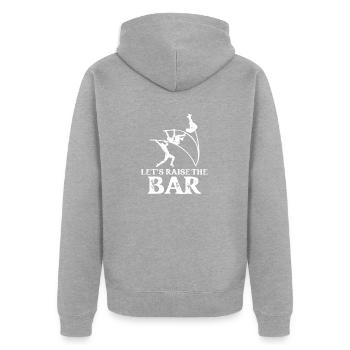 Lasst Uns DIe Stange Heben Stabhochsprung - Unisex Premium Bio Zip Hoodie - Grau meliert - Hinten - Nico (187cm)