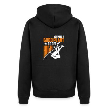 You need a good plant to get high - Unisex Premium Organic Zip Hoodie - black - Back - Nico (187cm)